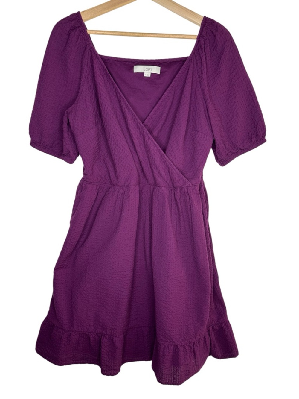 LOFT Purple Textured Wrap Midi Dress